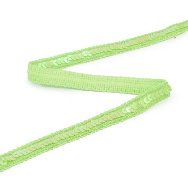 Тесьма с пайеткой 13мм салатовая