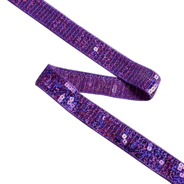 Тесьма с пайетками 20мм фиолетовая