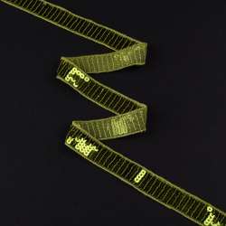 Тесьма с пайетками 20мм оливковая