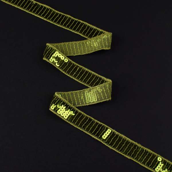 Тесьма с пайетками 20мм оливковая