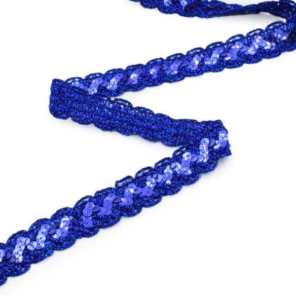 Тесьма с пайетками волна 23мм ультрамарин