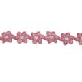 Тесьма пришивная с пайетками на капроне 35 мм цветы розово-белая
