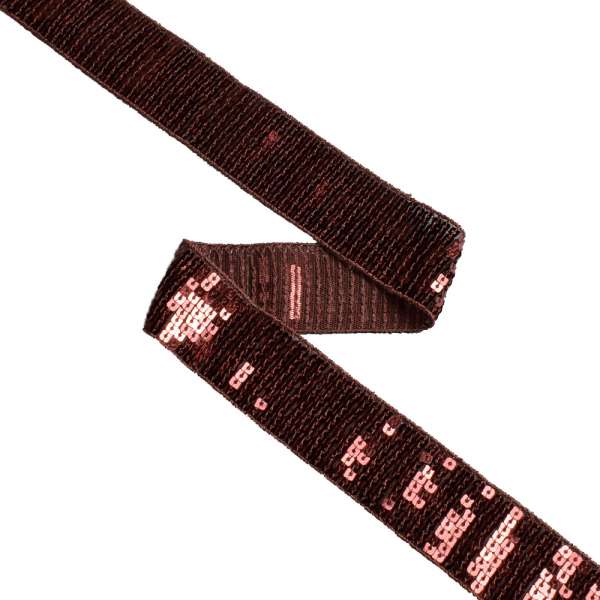 Тесьма с пайетками 35 мм коричневая