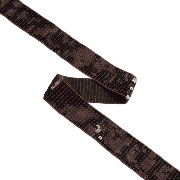 Тесьма с пайетками 35мм коричневая темная