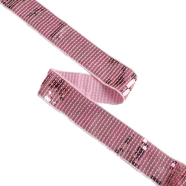Тесьма с пайетками 35мм розовая