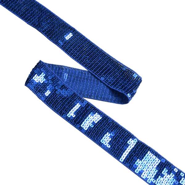 Тесьма с пайетками 35мм синяя