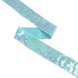 Тесьма с пайетками 35мм голубая