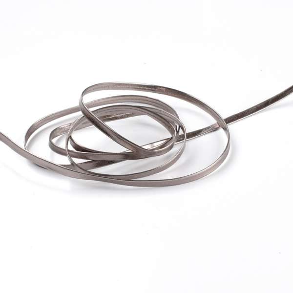 Тесьма кожаная лакированная 5мм серебро темное