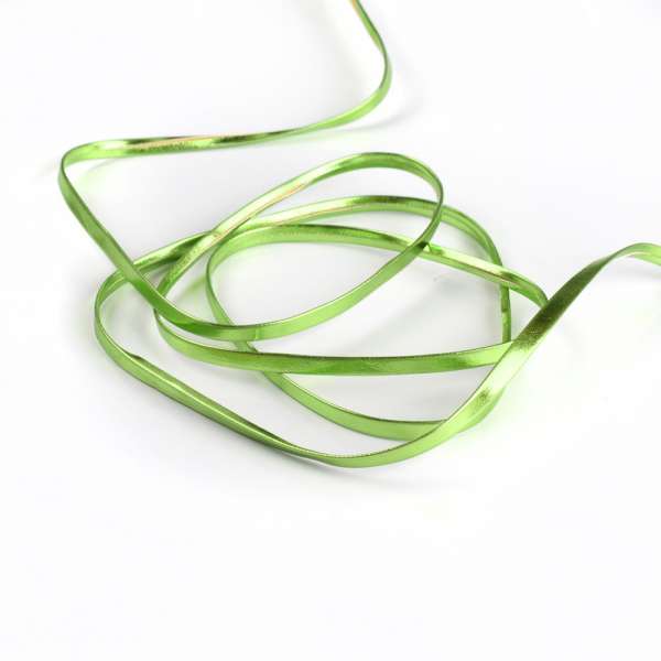 Тесьма кожаная лакированная 5мм салатовая