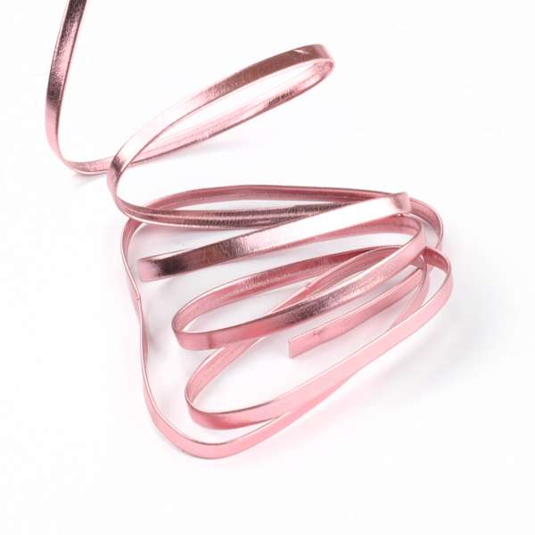 Тесьма кожаная лакированная 5мм розовая