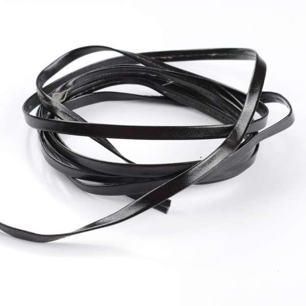 Тесьма кожаная лакированная 5мм черная