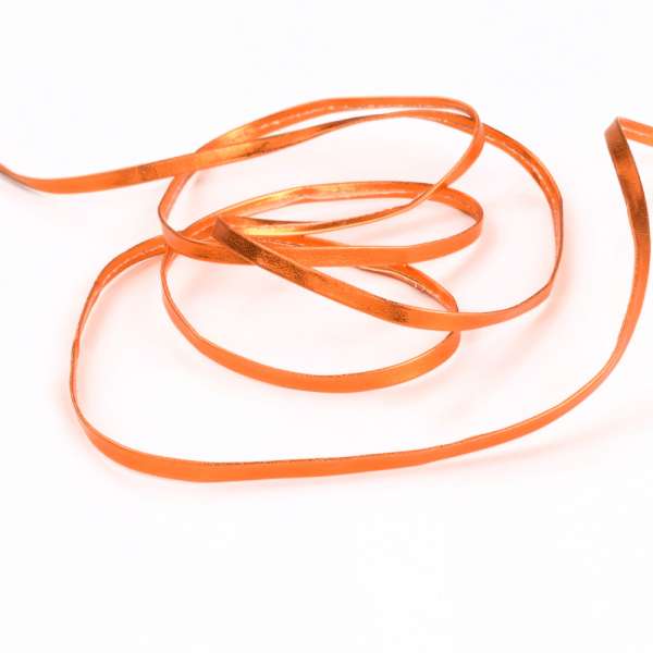 Тесьма кожаная лакированная 5мм оранжевая