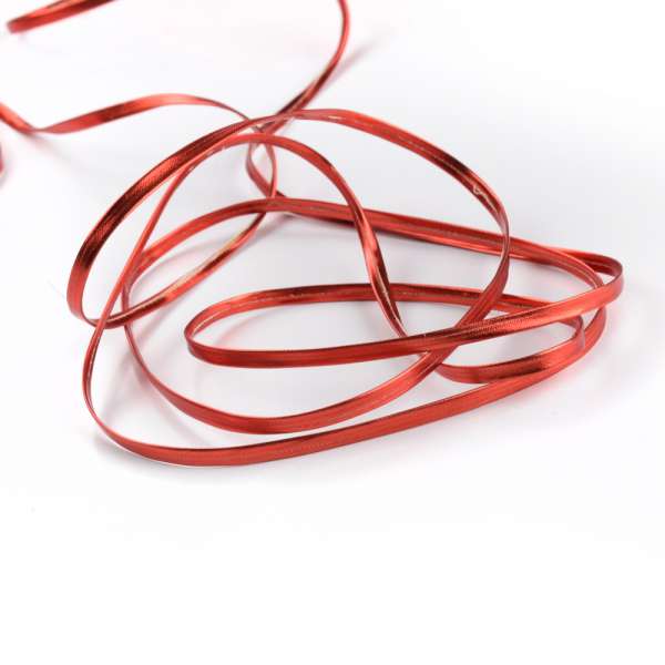 Тесьма кожаная лакированная 5мм красная