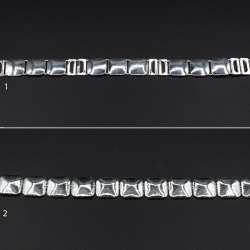 Тесьма металлическая под серебро квадраты