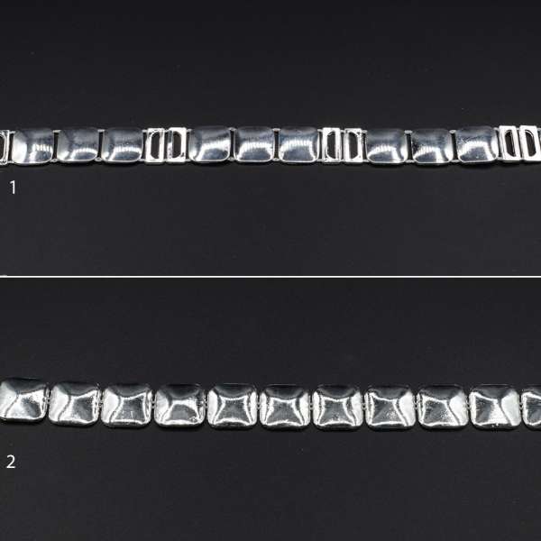 Тесьма металлическая под серебро квадраты