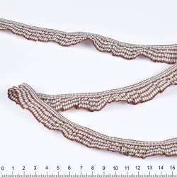 Резинка рюш с лентой в клетку 20мм коричнево-белая