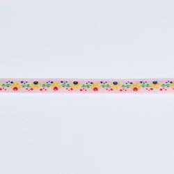 Тесьма жаккардовая 10мм орнамент цветочный, розовая