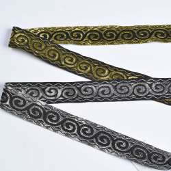 Тесьма с вышивкой и люрексом в ассортименте золото серебро 2.5 цветы 2.8