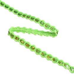 Тесьма с пайетками плетеная 15мм салатовая