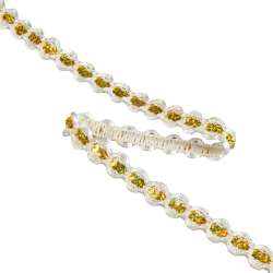 Тесьма с пайетками плетеная 15мм бело-золотая