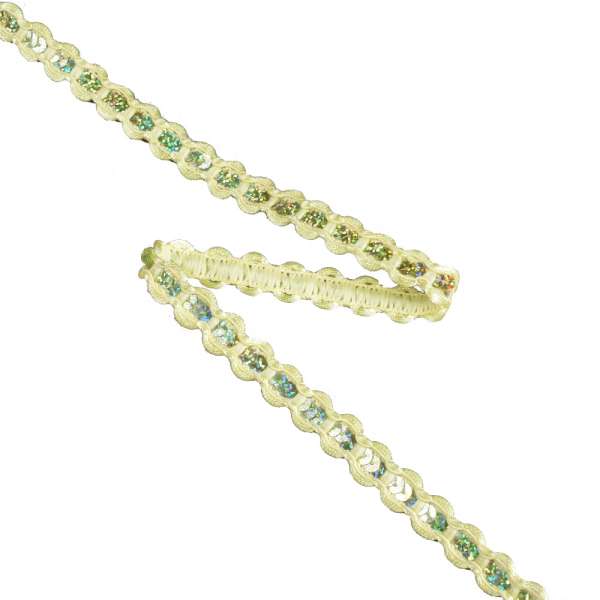 Тесьма с пайетками плетеная 15мм желтая светлая