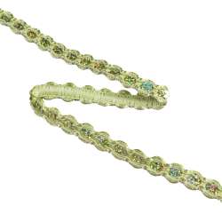 Тесьма с пайетками плетеная 15мм оливковая