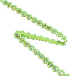 Тесьма с пайетками плетеная 15мм зеленая