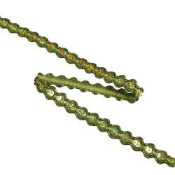 Тесьма с пайетками плетеная 15мм зеленая темная