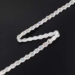 Тесьма с пайетками плетеная 15мм белая