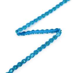 Тесьма с пайетками плетеная 15мм бирюзовая
