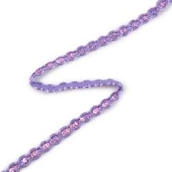 Тесьма с пайетками плетеная 15мм сиреневая