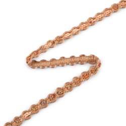 Тесьма с пайетками плетеная 15мм коричневая светлая