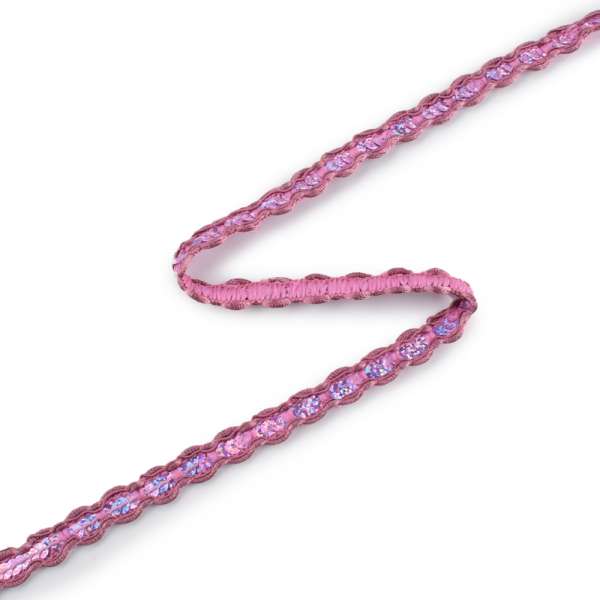 Тесьма с пайетками плетеная 15мм сиреневая темная