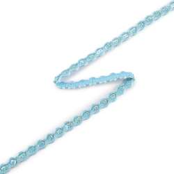 Тесьма с пайетками плетеная 15мм голубая