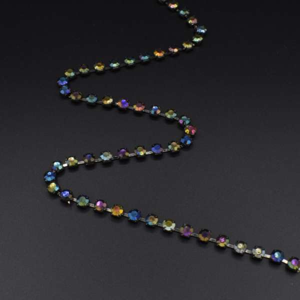 Тесьма со стразами 6х6 мм разноцветная