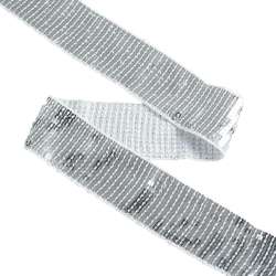 Тесьма с пайетками 40мм серебро