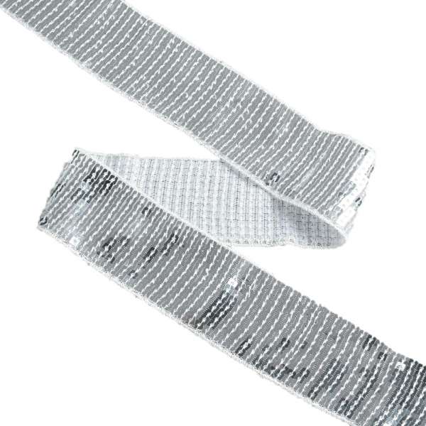 Тесьма с пайетками 40мм серебро