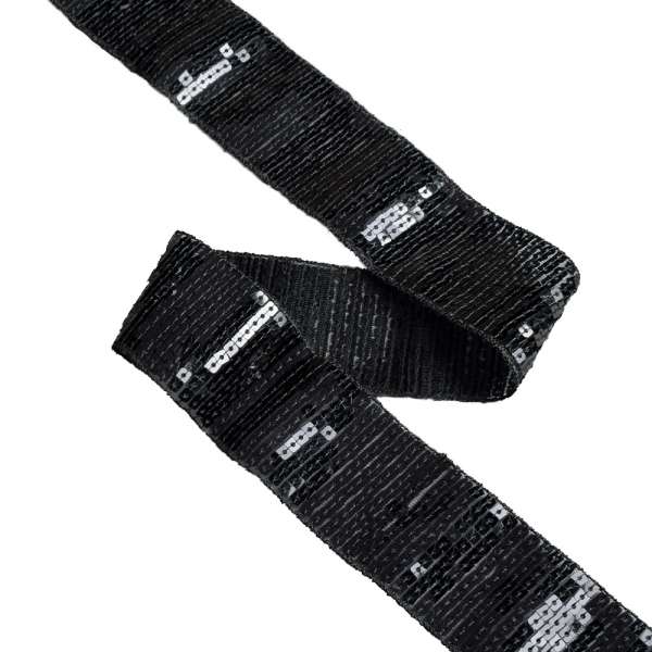 Тесьма с пайетками 40мм черная