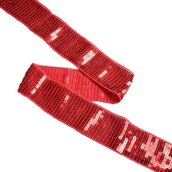 Тесьма с пайетками 40мм красная