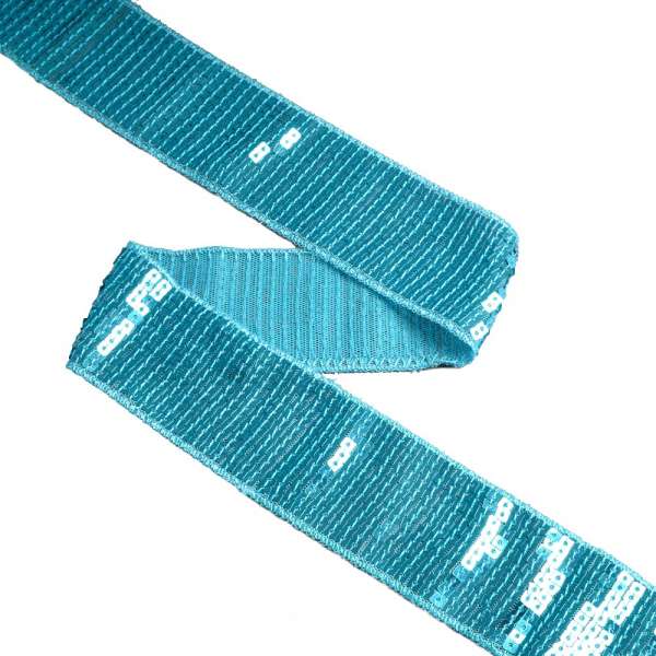 Тесьма с пайетками 40мм бирюзовая