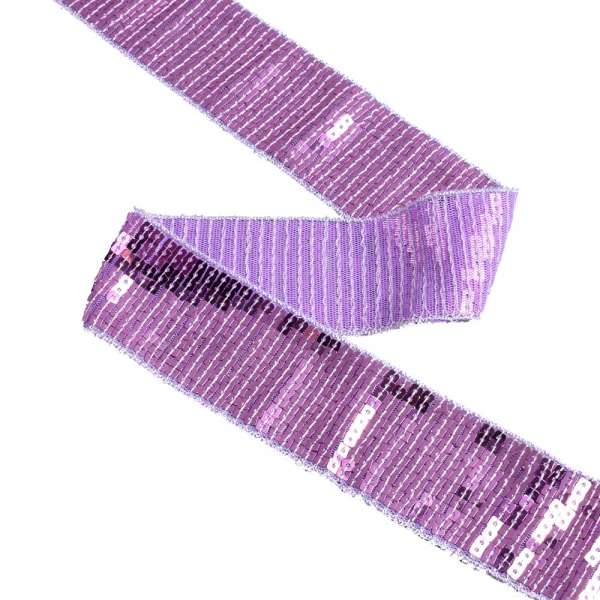 Тесьма с пайетками 40мм сиреневая