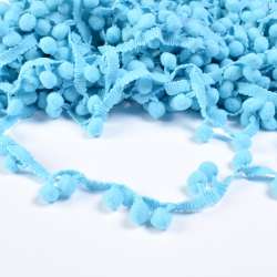 Тесьма с помпонами 10мм голубая