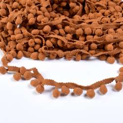 Тесьма с помпонами 10мм коричневая светлая