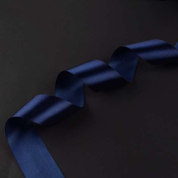 Лента атласная 50мм синяя темная