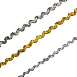 Тесьма вьюнок метанить радуга 8мм серебристая