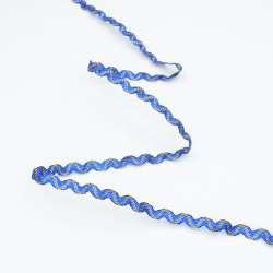 Тесьма вьюнок метанить радуга 8мм синяя с золотистым