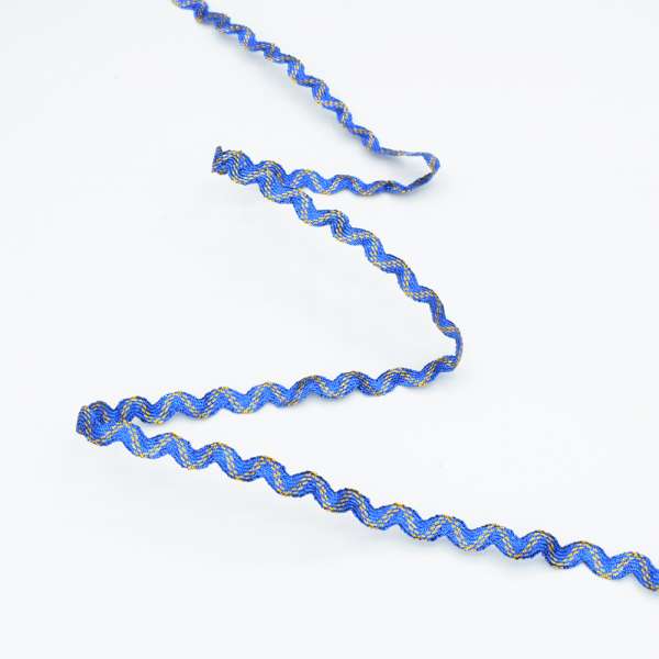 Тесьма вьюнок метанить радуга 8мм синяя с золотистым