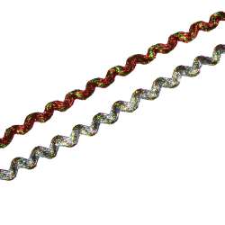 Тесьма вьюнок метанить радуга 15мм серебристая и красная