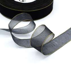 Лента капроновая с люрексом по краям 20мм черная
