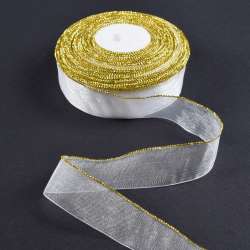 Лента капроновая с люрексом по краю 25мм белая